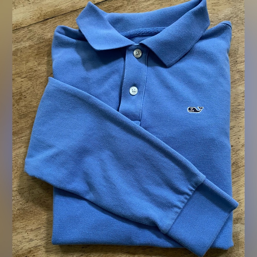 Vineyard Vines Boy’s Size Large Blue Long Sleeve 100% Cotton Pique Knit Pullover